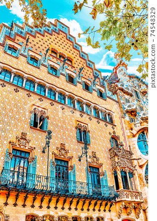 Beautiful historical landscape of the urban view Barcelona, Catalonia, Spain. 74548329
