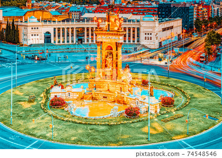 Panorama Towers Venetian and Square of Spain (Placa De Espanya), Panorama Towers Venetian and Square of Spain (Placa De Espanya), 74548546