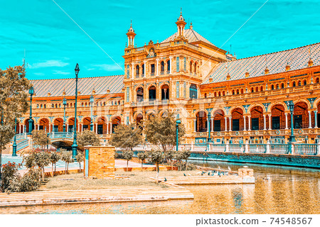 Square of the Spain is a square in the Maria Luisa Park, in Sevi 74548567