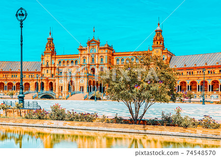 Square of the Spain is a square in the Maria Luisa Park, in Sevi 74548570
