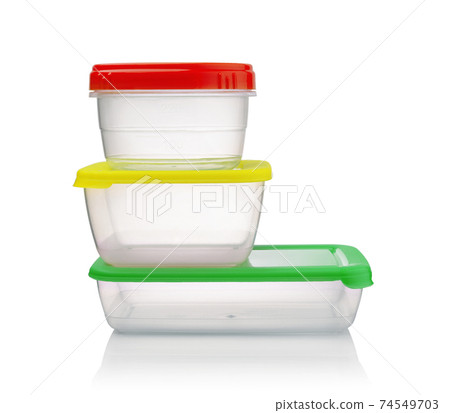Plastic food containers isolated. 74549703