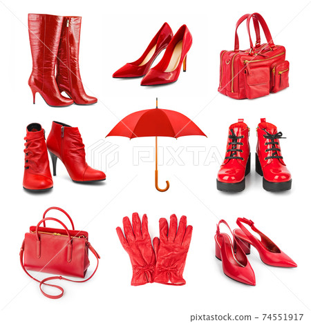 Set of red clothing and accessories Set of red clothing and accessories 74551917
