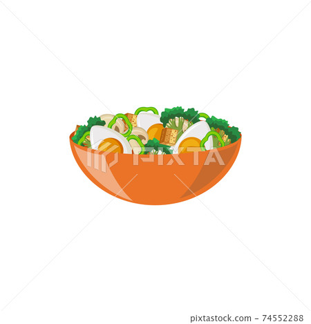 Salad in bowl, healthy fresh food mixed from vegetables, eggs and mushrooms. Salad in bowl, healthy fresh food mixed from vegetables, eggs and mushrooms. 74552288