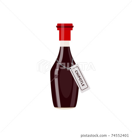 Chipotle sauce bottle, food dressing condiment with name tag Chipotle sauce bottle, food dressing condiment with name tag 74552401