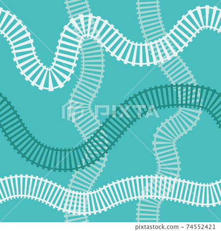 Train tracks seamless pattern on teal blue background. Train tracks seamless pattern on teal blue background. 74552421