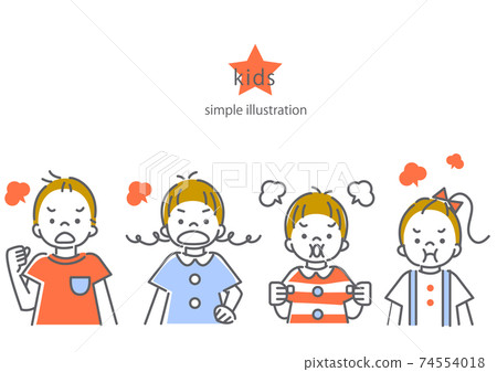 Simple and cute line art illustration material for children who get angry with their cheeks inflated Simple and cute line art illustration material for children who get angry with their cheeks inflated 74554018