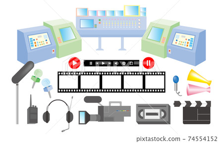 Video, video editing, shooting, image, TV, movie, vtr, equipment, illustration set 74554152