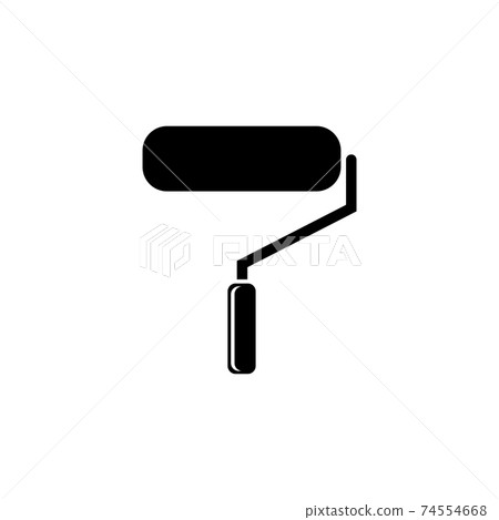 Paint roller, Home Repair Tool. Flat Vector Icon illustration. Simple black symbol on white background. Paint roller, Home Repair Tool sign design template for web and mobile UI element. 74554668