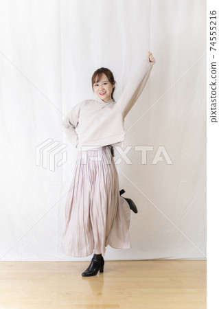 Cute female student / young OL posing with white background 74555216