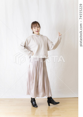 Cute female student / young OL posing with white background 74555229
