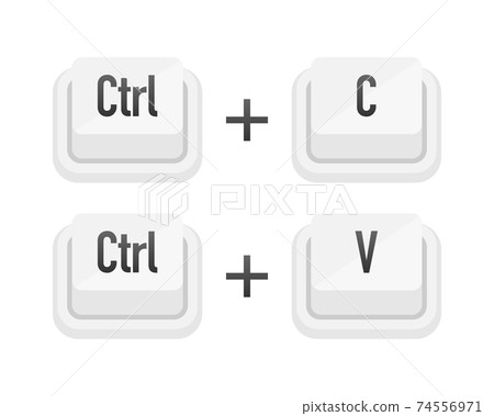 Ctrl plus C and Ctrl plus V white 3D button on... - Stock Illustration ...