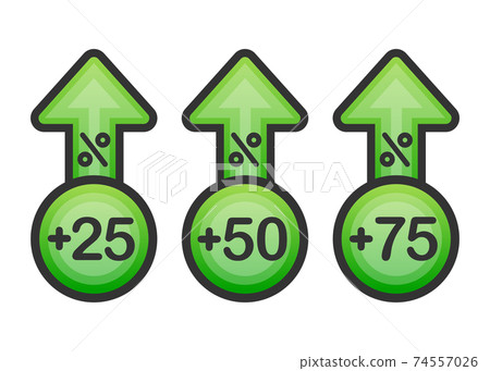 Three different growth in percent on white background. Rate interest. Vector illustration. Three different growth in percent on white background. Rate interest. Vector illustration. 74557026