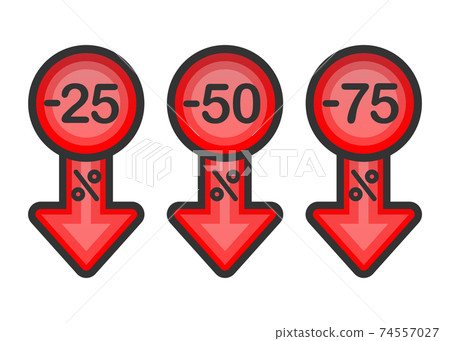 Three different drops in percent on white background. Rate interest. Vector illustration. Three different drops in percent on white background. Rate interest. Vector illustration. 74557027