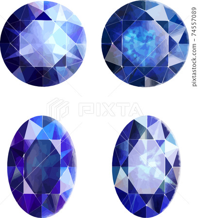 一組4種圓形和橢圓形切割的藍色珠寶矢量素材 一組4種圓形和橢圓形切割的藍色珠寶矢量素材 74557089