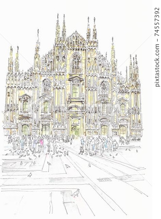 米蘭,意大利世界遺產名錄站點大教堂的地平線 米蘭,意大利世界遺產名錄站點大教堂的地平線 74557392