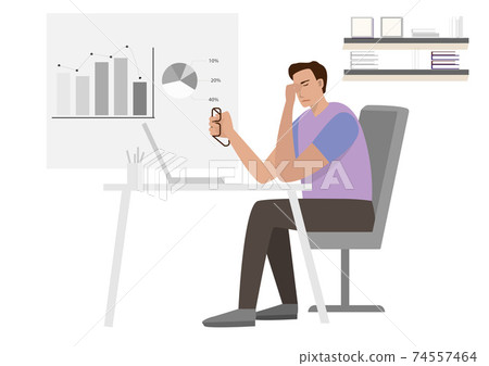 Overworked business people are under stress and headache. 74557464