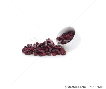 Dry Cranberry fruit isolated on white background Dry Cranberry fruit isolated on white background 74557606
