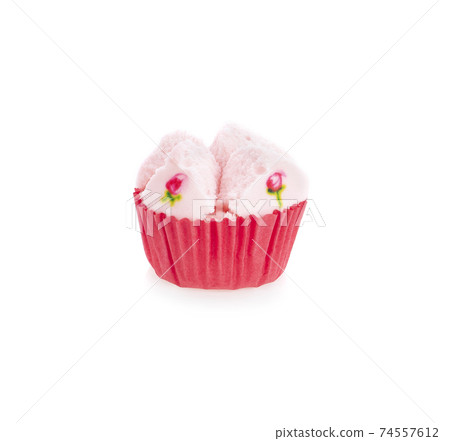 muffin rice flour cake isolated on white. muffin rice flour cake isolated on white. 74557612