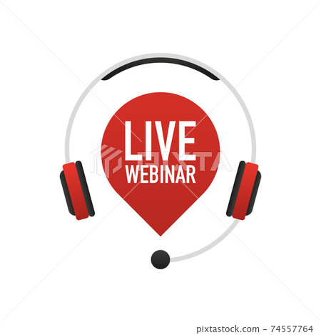 Live webinar icon on white background. Play video. Vector illustration. Live webinar icon on white background. Play video. Vector illustration. 74557764