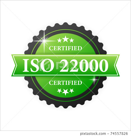 ISO certified 22000 green rubber stamp with green rubber on white background. Realistic object. Vector illustration. ISO certified 22000 green rubber stamp with green rubber on white background. Realistic object. Vector illustration. 74557826