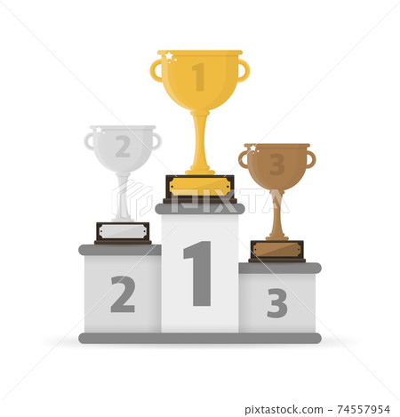 Podiums for winners with 1st, 2nd and 3rd places on white background. Vector illustration. Podiums for winners with 1st, 2nd and 3rd places on white background. Vector illustration. 74557954