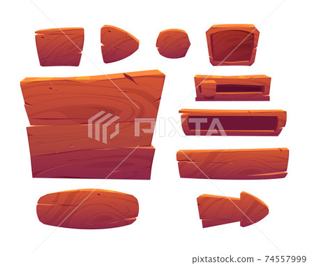 Wooden game buttons, cartoon menu interface set 74557999