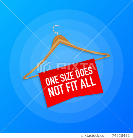 One size does not fit all labels. Banner for clothes. Vector illustration. 74558421