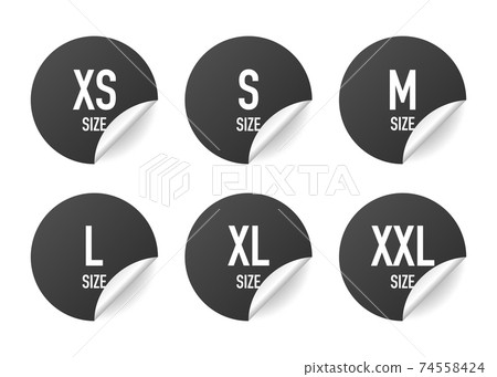 Collection of clothing size labels isolated on white background. Vector illustration. Collection of clothing size labels isolated on white background. Vector illustration. 74558424
