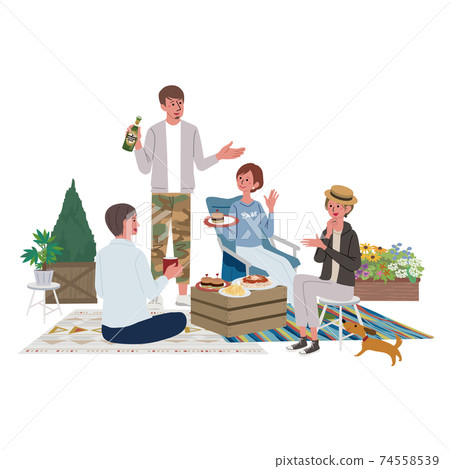 男人和女人去野餐的插圖 74558539