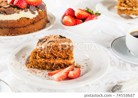 Coffee cake, Strawberries and Coffee Coffee cake, Strawberries and Coffee 74558687