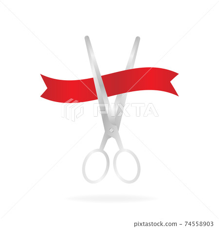 Grand opening, great design for any purposes. White background. Red ribbon vector. Festive event banner. Vector illustration banner template. 74558903