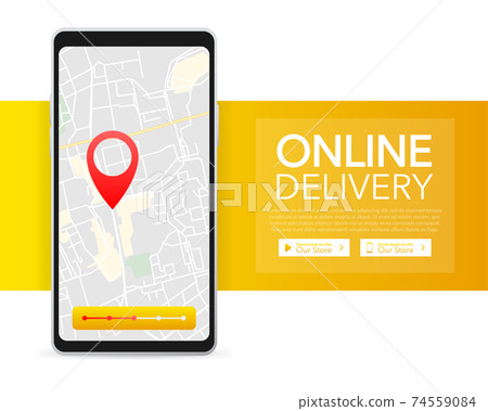 Web banner for mobile app design. Online delivery service concept. Online order concept. 74559084
