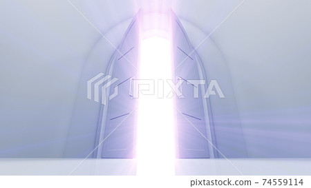 通向光明未來的大門，通向天堂和成功之路。 3D插圖 74559114