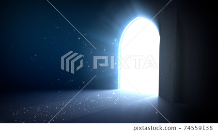 通向光明未來的大門，通向天堂和成功之路。 3D插圖 74559138