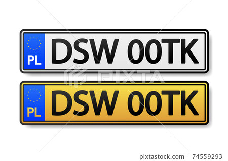 European Number plate car. Information sign. Options for vehicle license plates. European Number plate car. Information sign. Options for vehicle license plates. 74559293