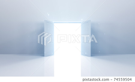 通向光明未來的大門，通向天堂和成功之路。 3D插圖 74559504