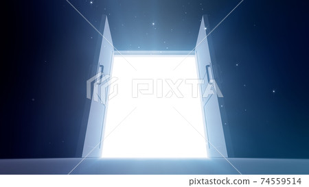 The door to a bright future, the road to heaven and success. 3D illustration 74559514