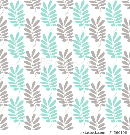 Leaves for children. Vector. Leaves seamless pattern. Soft pastel colored leaves in a modern style on a white background. Beautiful seamless pattern of acacia leaves. 74560106