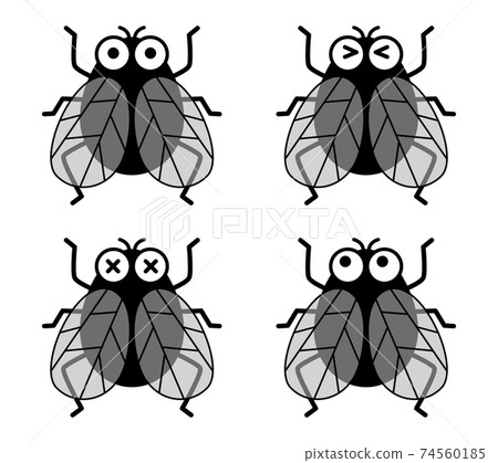 Cute cartoon fly icon set - Stock Illustration [74560185] - PIXTA