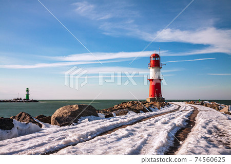 View to the Mole in Warnemuende, Germany 74560625