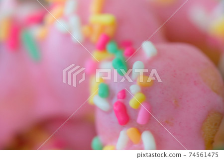 Handmade donuts with strawberry chocolate Handmade donuts with strawberry chocolate 74561475