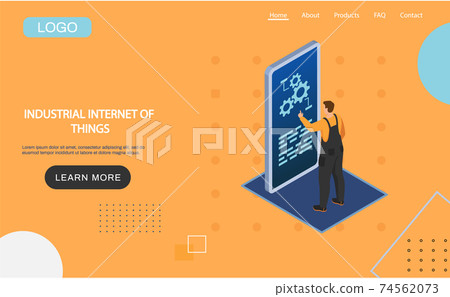 Industrial internet of things landing page template, smart industry, worker connecting with factory Industrial internet of things landing page template, smart industry, worker connecting with factory 74562073