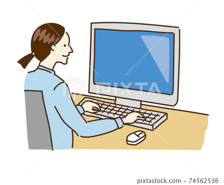 Agricultural girl Agricultural farmer PC work Female illustration 74562536