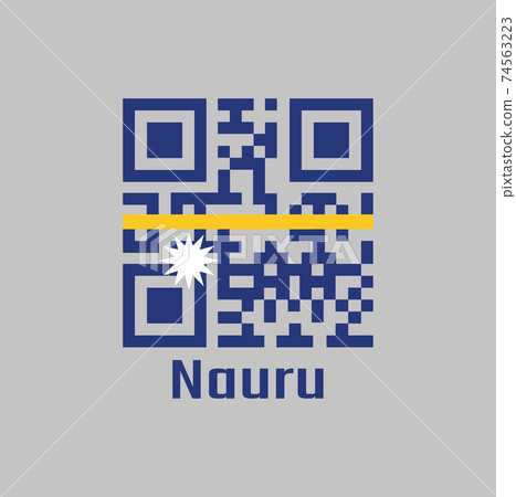 QR code set the color of Nauru flag. with text... - Stock Illustration ...