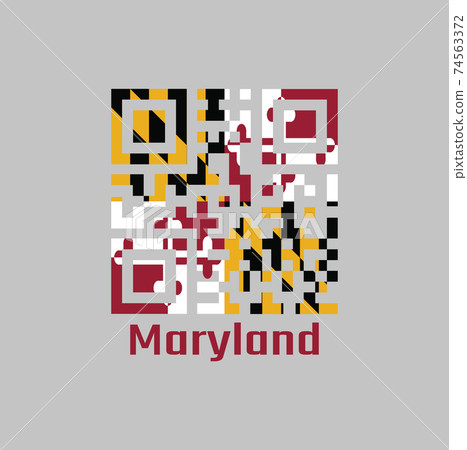 QR code set the color of Maryland flag. The states of America, with text Maryland. 74563372