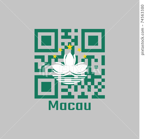 QR code set the color of Macau flag. with text Macau. QR code set the color of Macau flag. with text Macau. 74563380