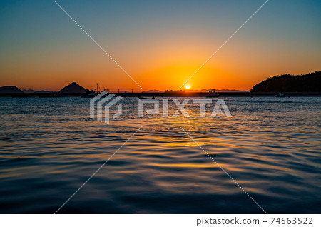 瀨戶內海，輪渡，日落， 74563522