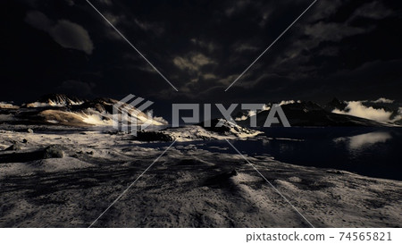 Dramatic landscape in Antarctica with storm coming Dramatic landscape in Antarctica with storm coming 74565821