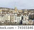 From Lindenhof Hill, Preacher Church in the Old Town of Zurich, Switzerland 74565846