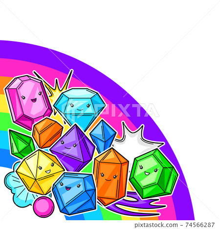 Background with cute kawaii crystals or gems. 74566287